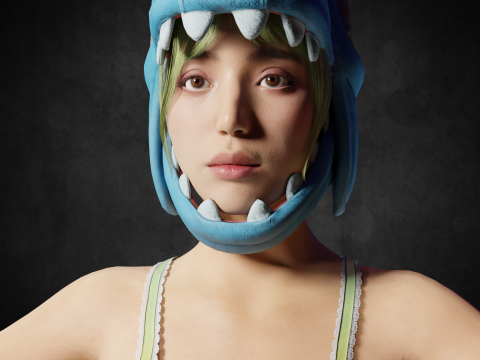Cute girl PBR8k low-poly Modèle 3D