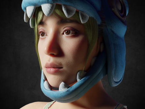 Cute girl PBR8k low-poly Modelo 3D