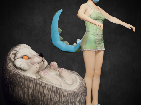 Cute girl PBR8k low-poly Modelo 3D