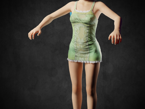 Cute girl PBR8k low-poly Modelo 3D