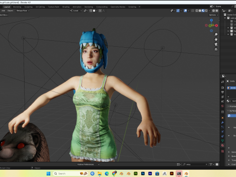Cute girl PBR8k low-poly Modelo 3D