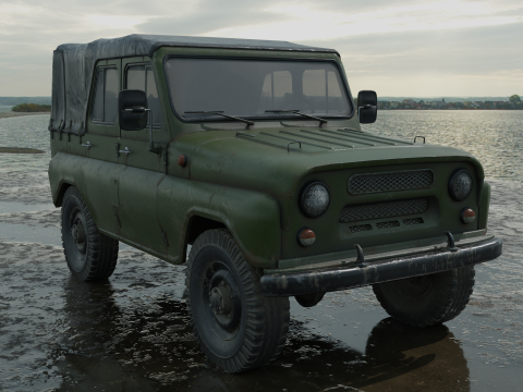 Car UAZ PBR 4K Low-Poly 3D Model