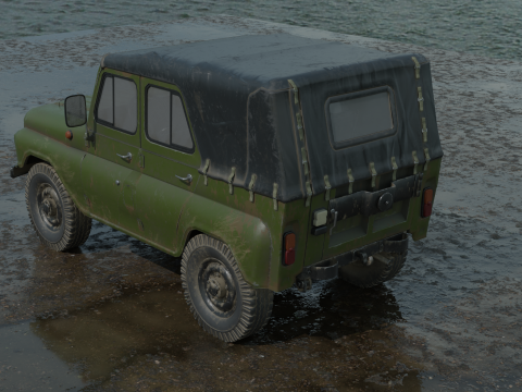 Car UAZ PBR 4K Low-Poly 3D Модель