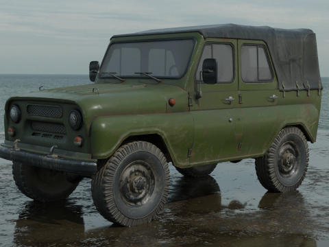 Car UAZ PBR 4K Low-Poly 3D Модель