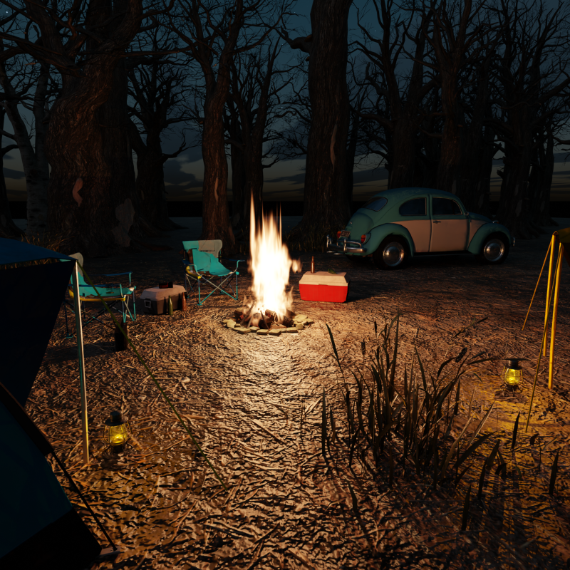Forest Camp Scene Blender 40 3D Model .c4d .max .obj .3ds .fbx .stl .blend