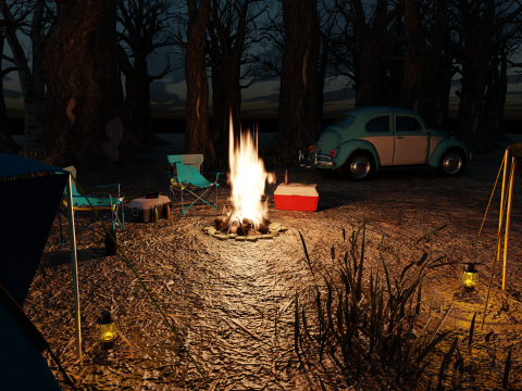 Forest Camp Scene Blender 40 3D Model