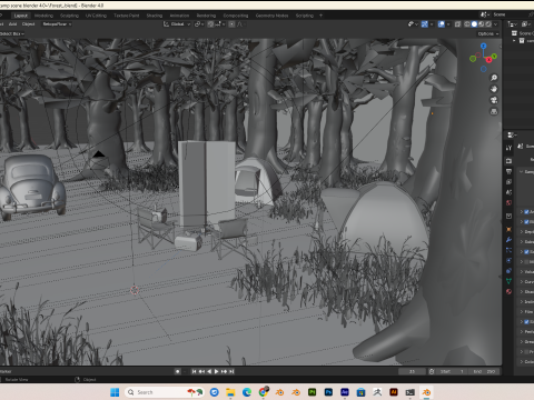 Forest Camp Scene Blender 40 3D Model