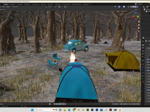 Forest Camp Scene Blender 40 3D Model