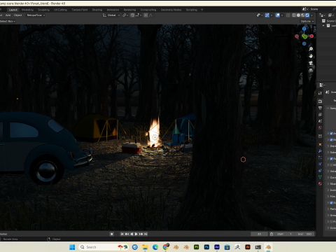 Forest Camp Scene Blender 40 3D Model