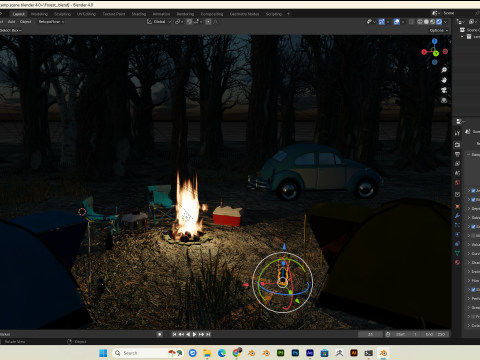 Forest Camp Scene Blender 40 3D Model