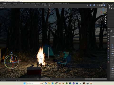 Forest Camp Scene Blender 40 3D Model