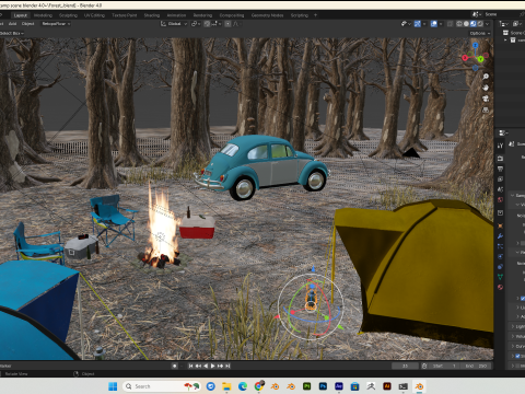 Forest Camp Scene Blender 40 3D Model