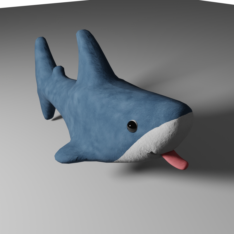Cute Stuffed Shark PBR 4K Low-Poly Full Rigged 3D-Modell .c4d .max .obj .3ds .fbx .stl .blend