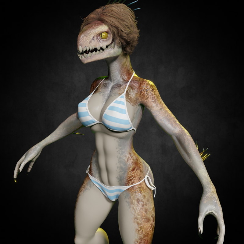 Female Lizard PBR 4K Low-Poly 3D 模型 .c4d .max .obj .3ds .fbx .stl .blend
