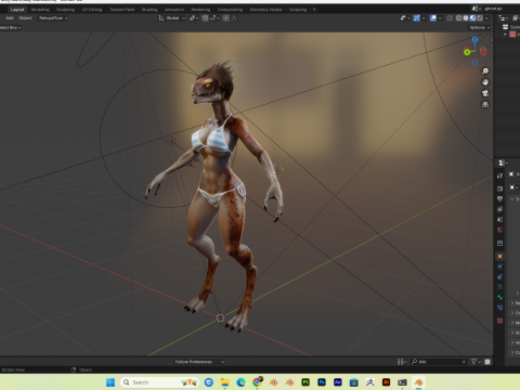 Female Lizard PBR 4K Low-Poly 3D 模型