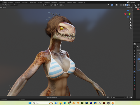 Female Lizard PBR 4K Low-Poly 3D 模型