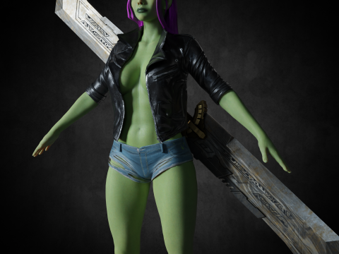 Female Alien PBR 8K Low-Poly Modelo 3D