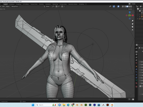 Female Alien PBR 8K Low-Poly Modelo 3D