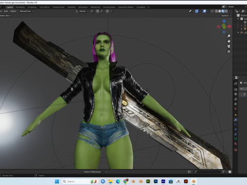 Female Alien PBR 8K Low-Poly Modelo 3D