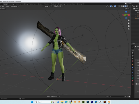 Female Alien PBR 8K Low-Poly Modelo 3D