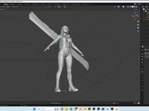 Female Alien PBR 8K Low-Poly Modelo 3D