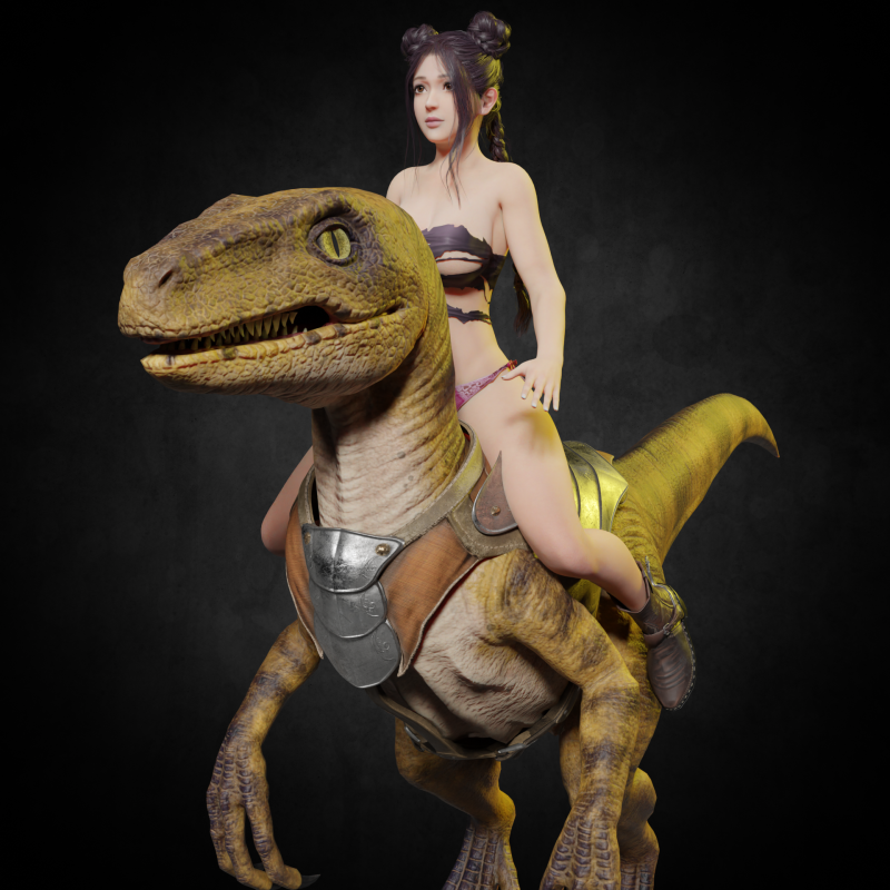 Dinosaur PBR 4K Rigged Low-Poly 3D Модель .c4d .max .obj .3ds .fbx .stl .blend