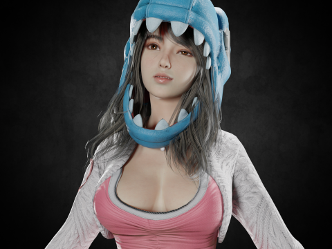 Cute Girl PBR 8K Full Rigged Low-Poly 3D Modell