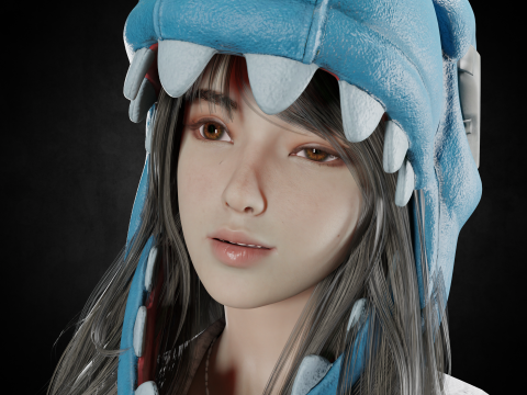 Cute Girl PBR 8K Full Rigged Low-Poly 3D Modell
