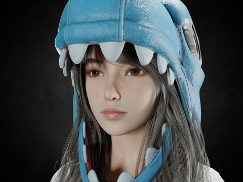 Cute Girl PBR 8K Full Rigged Low-Poly 3D Modell