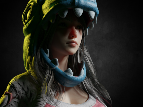 Cute Girl PBR 8K Full Rigged Low-Poly 3D Modell