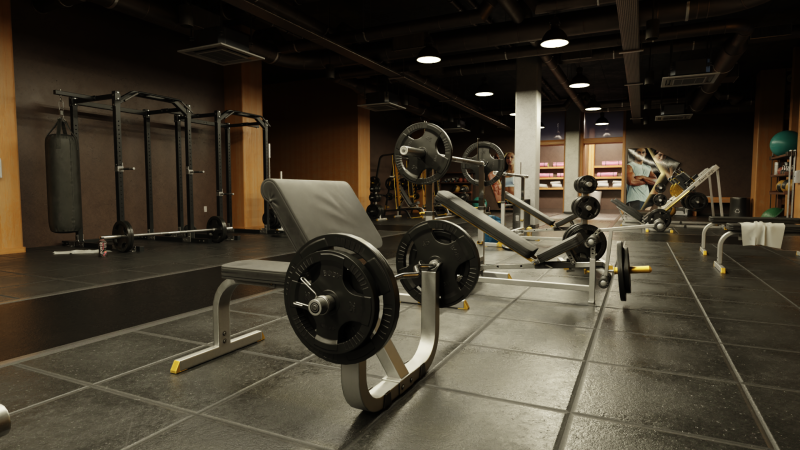 Gym center scene blender 40 eevee and cycles 3D Модель .c4d .max .obj .3ds .fbx .stl .blend