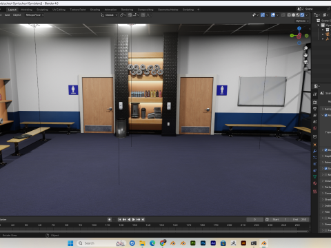 School Gym Scene Blender 40 Eevee and Cycles 3D-Modell