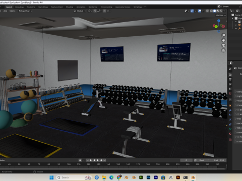 School Gym Scene Blender 40 Eevee and Cycles 3D-Modell