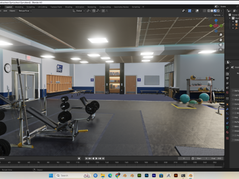 School Gym Scene Blender 40 Eevee and Cycles 3D-Modell