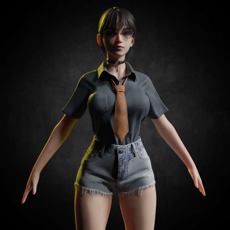 Asian School Girl PBR 8k Rigged 3Dモデル .c4d .max .obj .3ds .fbx .stl .blend