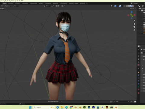 Asian School Girl PBR 8k Rigged 3Dモデル