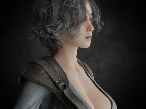 Female Hunter PBR 8K Rigged 3D Model