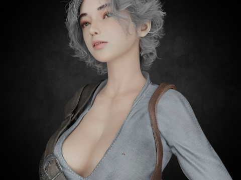 Female Hunter PBR 8K Rigged 3D Model
