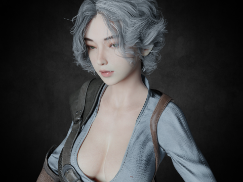 Female Hunter PBR 8K Rigged 3D Model
