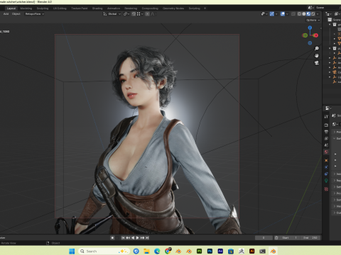Female Hunter PBR 8K Rigged 3D Model