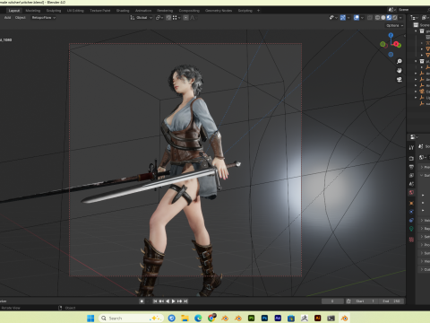 Female Hunter PBR 8K Rigged 3D Model