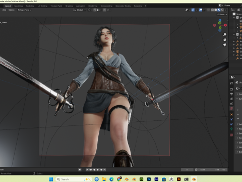 Female Hunter PBR 8K Rigged 3D Model