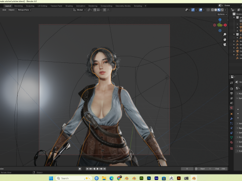 Female Hunter PBR 8K Rigged 3D Model