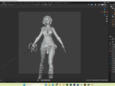 Female Hunter PBR 8K Rigged 3D Model
