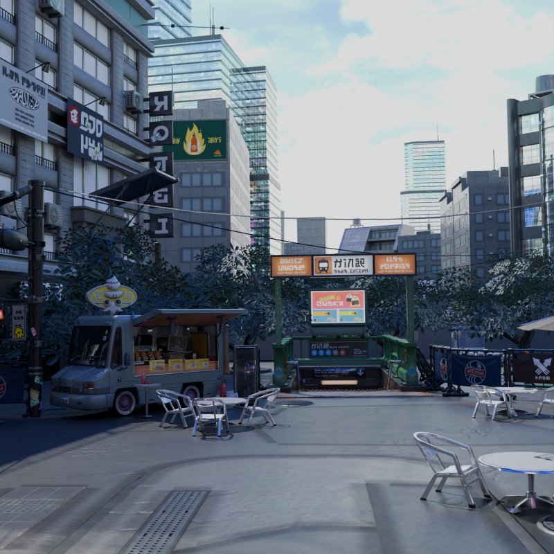 Japan City Street Scene Blender 40 Eevee and Cycles 3D मॉडल .c4d .max .obj .3ds .fbx .stl .blend