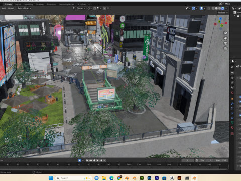 Japan City Street Scene Blender 40 Eevee and Cycles 3D मॉडल