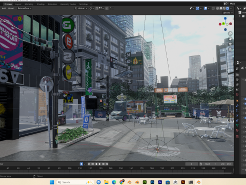 Japan City Street Scene Blender 40 Eevee and Cycles 3D मॉडल