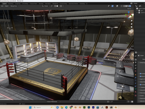 Boxing Room Scene Blender 40 Eevee and Cycles 3Dモデル
