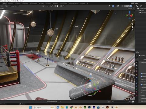 Boxing Room Scene Blender 40 Eevee and Cycles 3Dモデル
