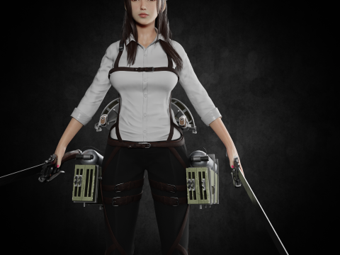 Attack on Titan - Girl PBR 8K Rigged 3D-Modell